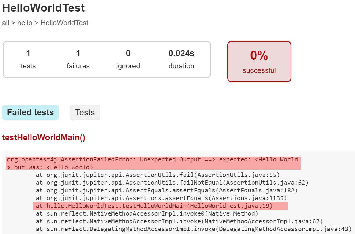 Test Fail Report