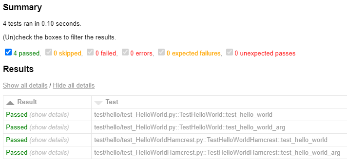 Hamcrest Test Report