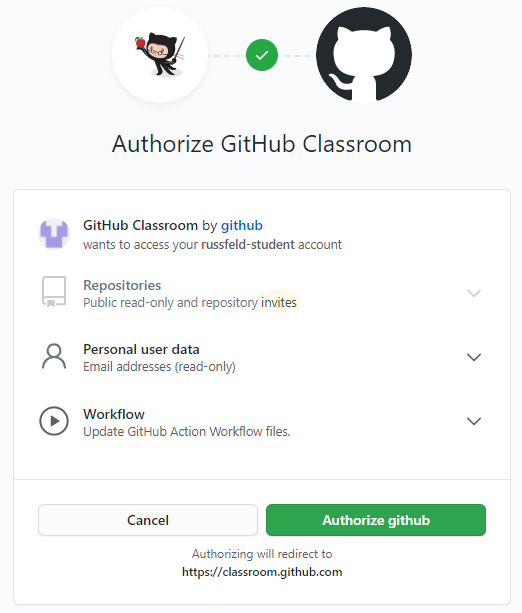GitHub Classroom Authorize
