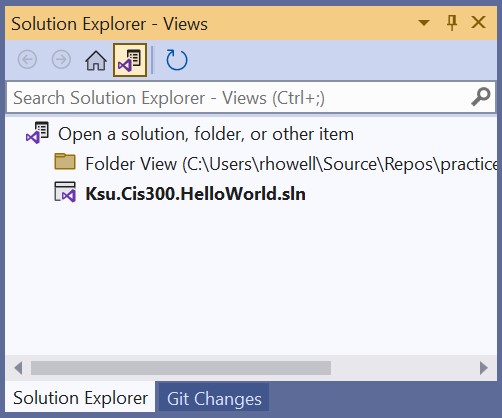 A picture of a Solution Explorer should appear here