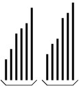 The arrangement at a step of a merge sort.