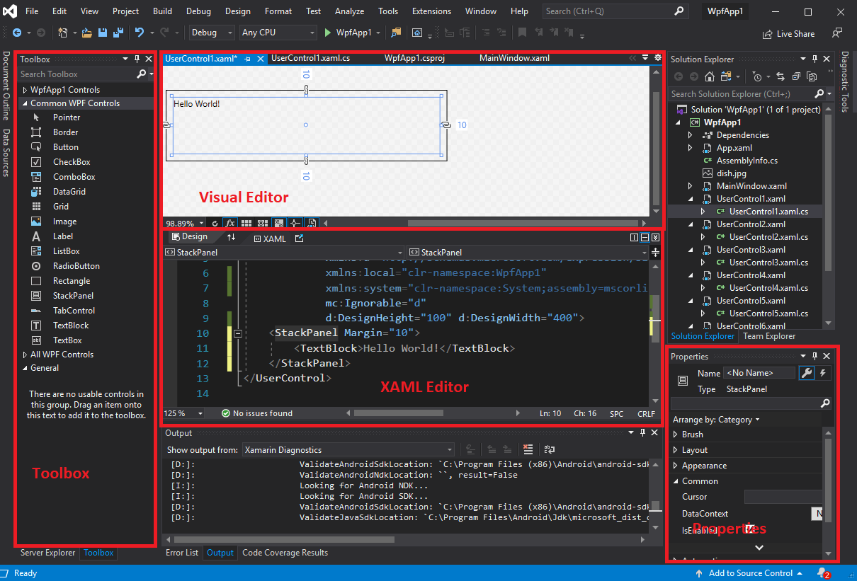The Visual Studio WPF XAML Editor