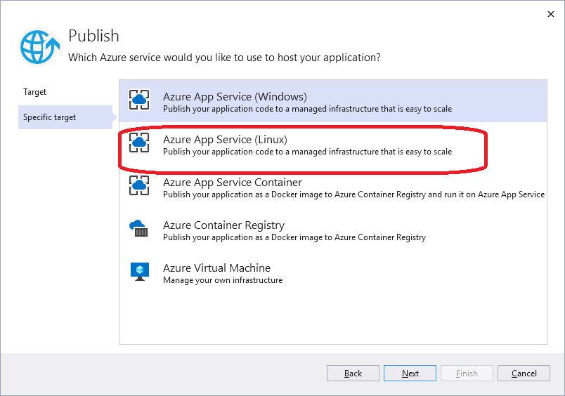 Azure Deployment Targets in the Publish Wizard