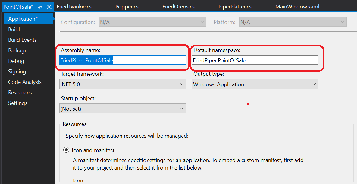 Updating Default Namespace and Assembly Names