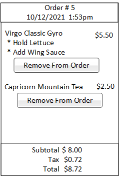 Suggested Order control layout