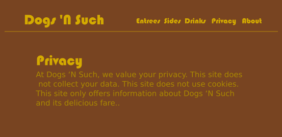 Privacy page example