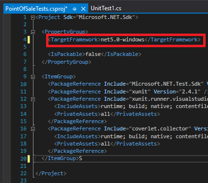 .NET 5.0-windows framework setting
