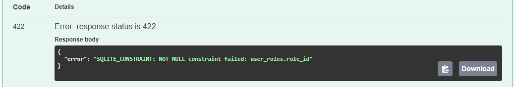 Create Failure - Role Null