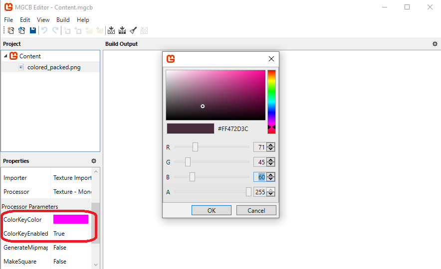 Setting the Color Key Color