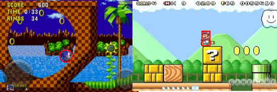 Collision shapes in Sonic and Super Mario Bros.