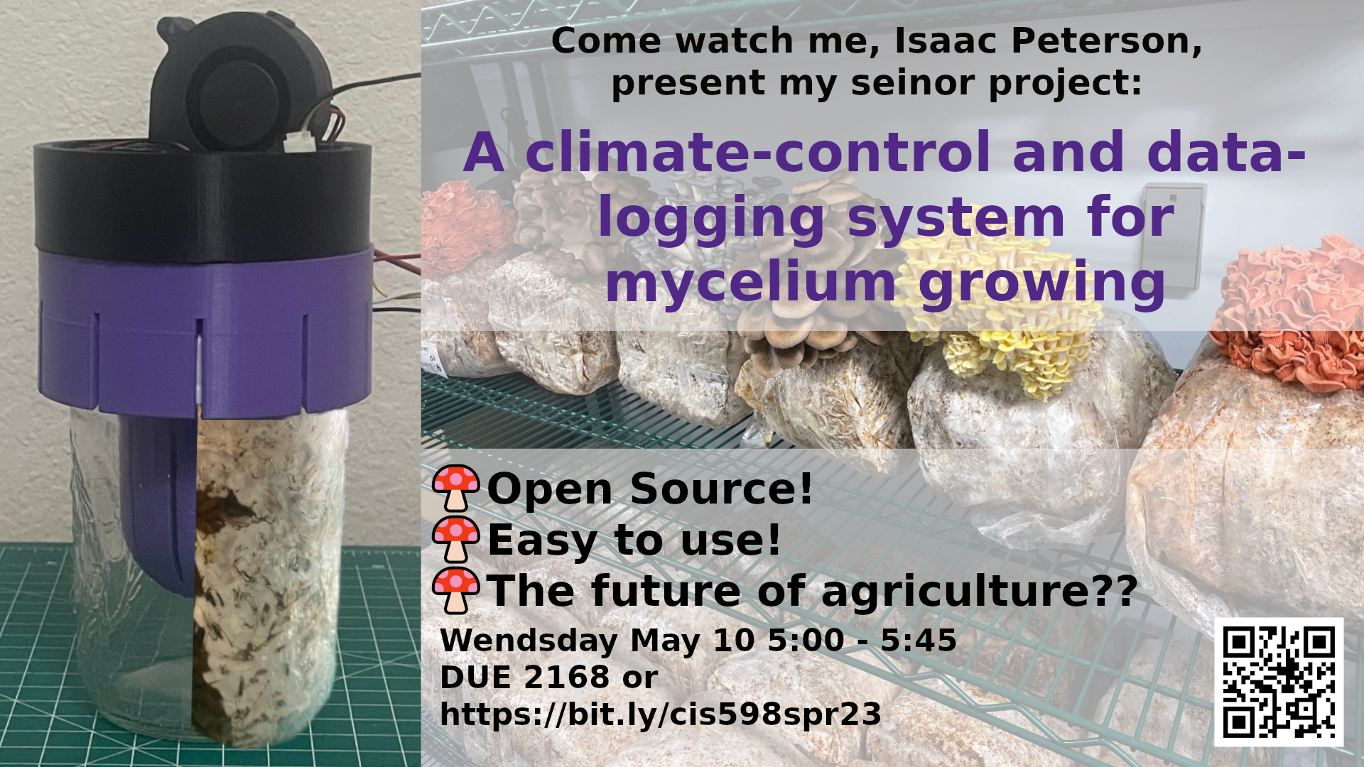 Climate-Control and Data Logging System for Mycelium Growing