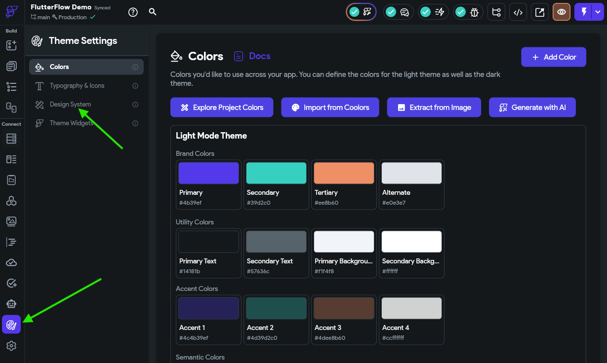 FlutterFlow Theme Settings