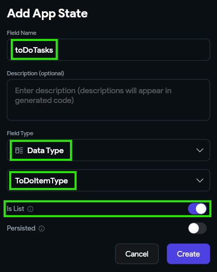 FlutterFlow Add App State Variable
