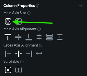 FlutterFlow Column Properties