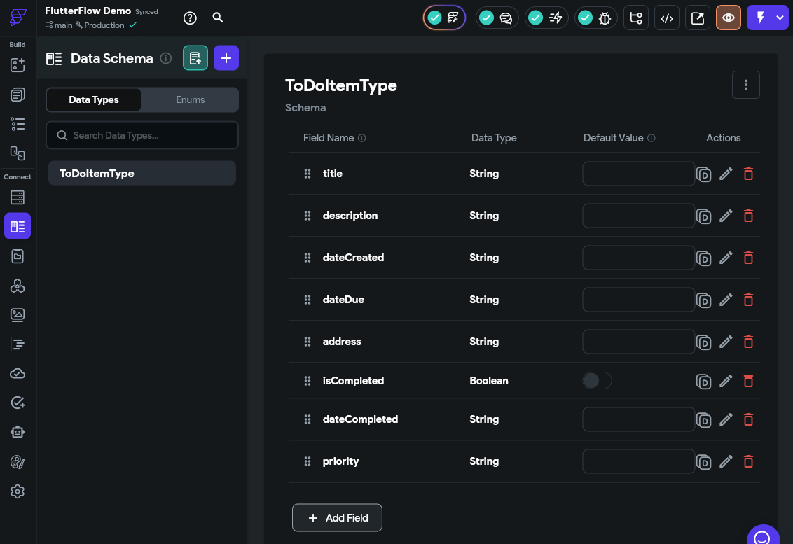 FlutterFlow To Do Data Type