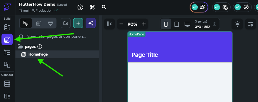 FlutterFlow Page Selector