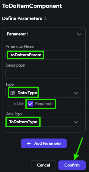 FlutterFlow Add Parameter Value