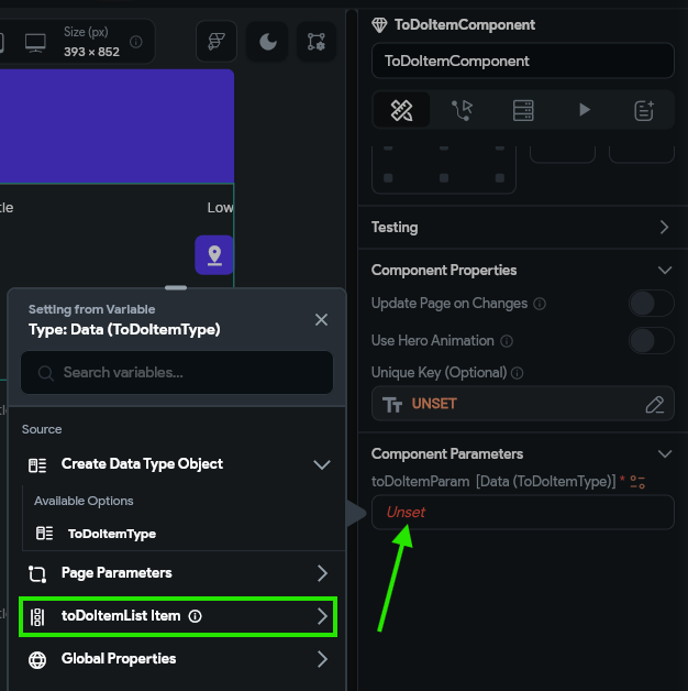 FlutterFlow Configure Parameter