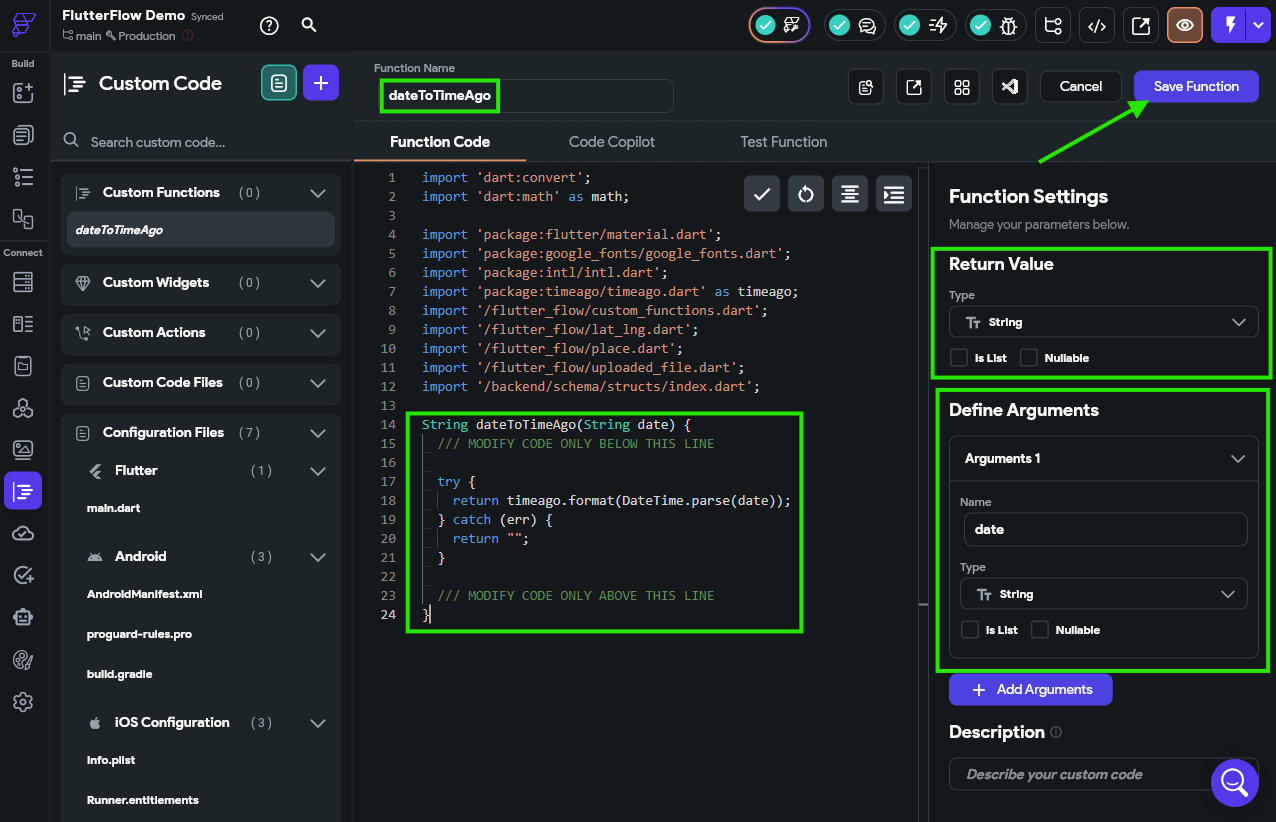 FlutterFlow Custom Function