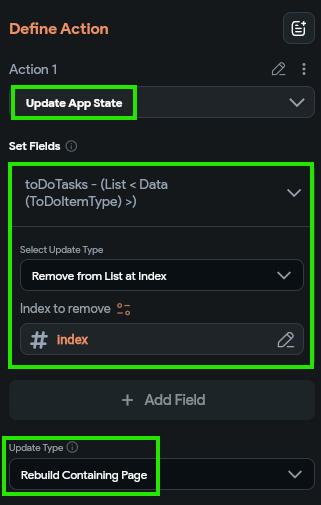 FlutterFlow Delete Action