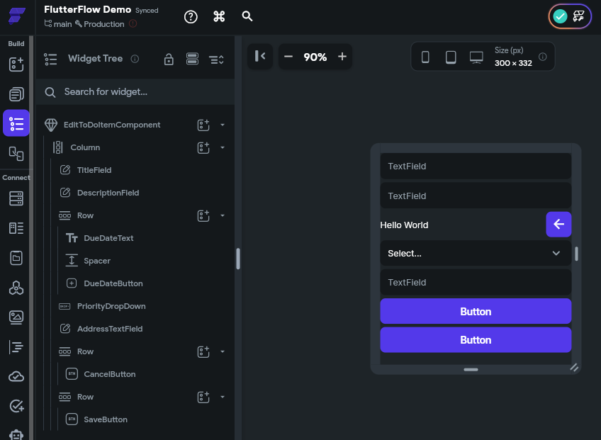 FlutterFlow Edit Component Layout
