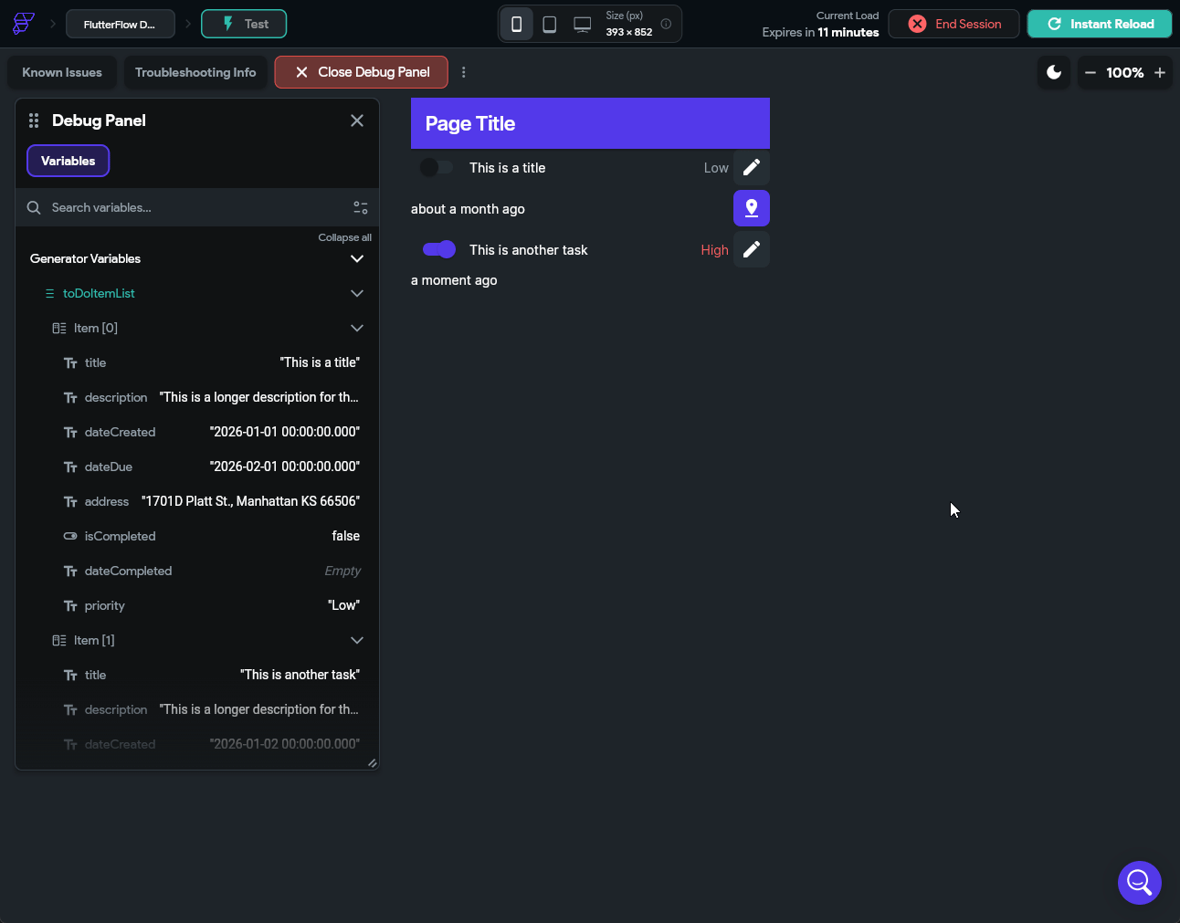 FlutterFlow Demo Edit Action