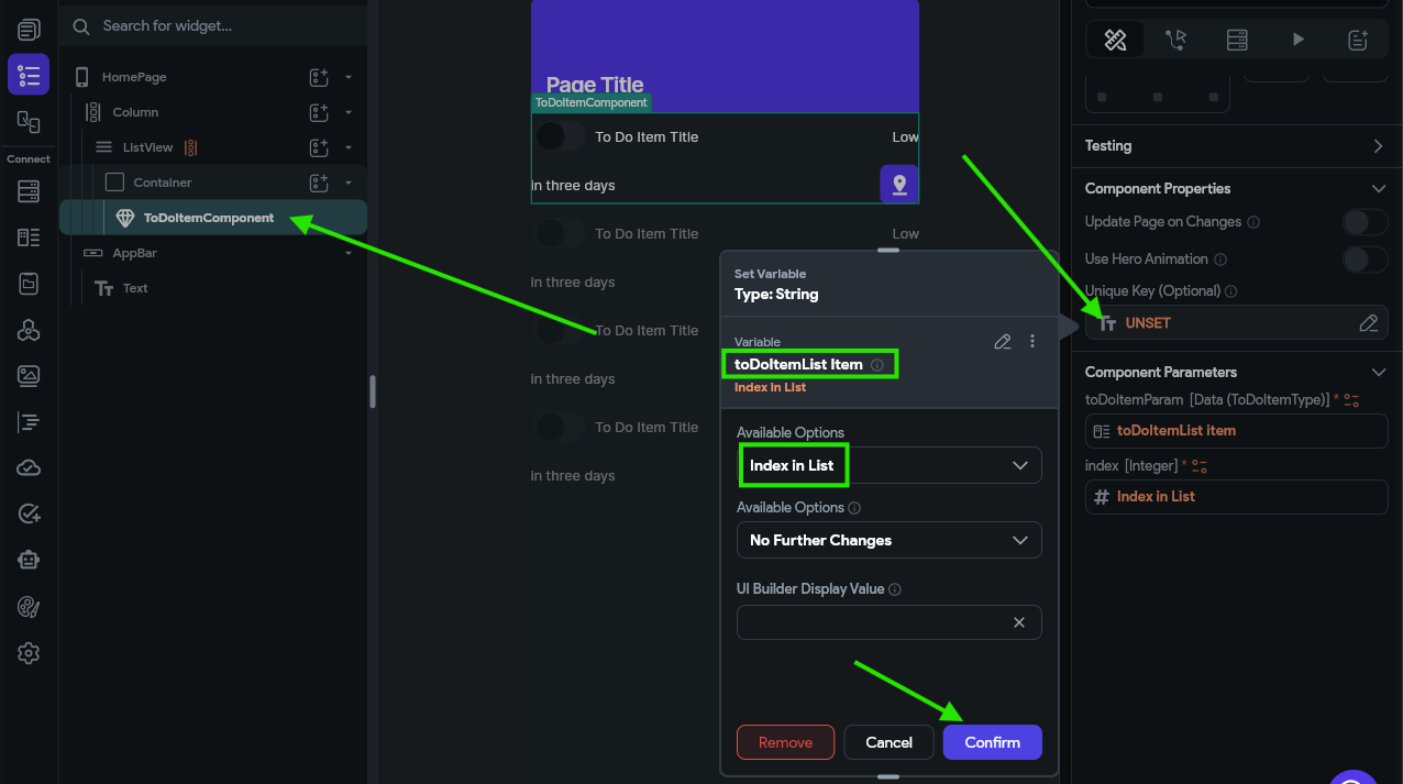 FlutterFlow Index in List