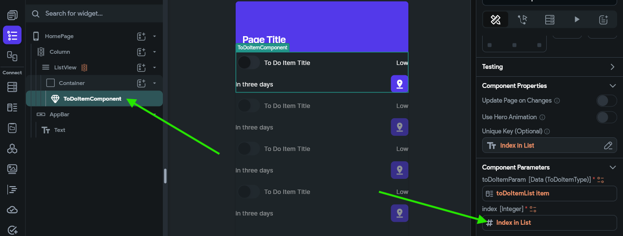 FlutterFlow Index Param Value