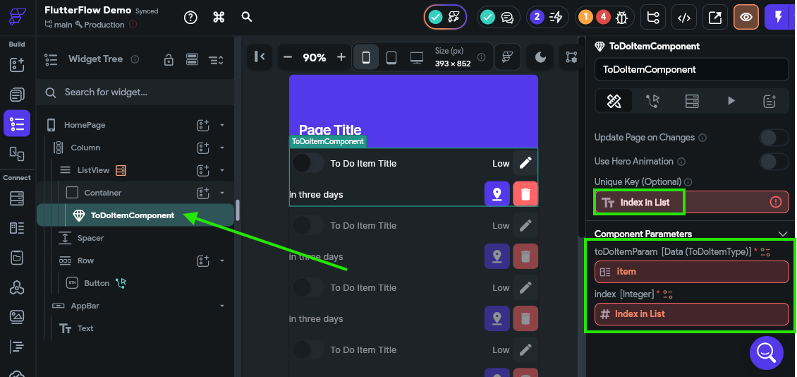 FlutterFlow Component Params