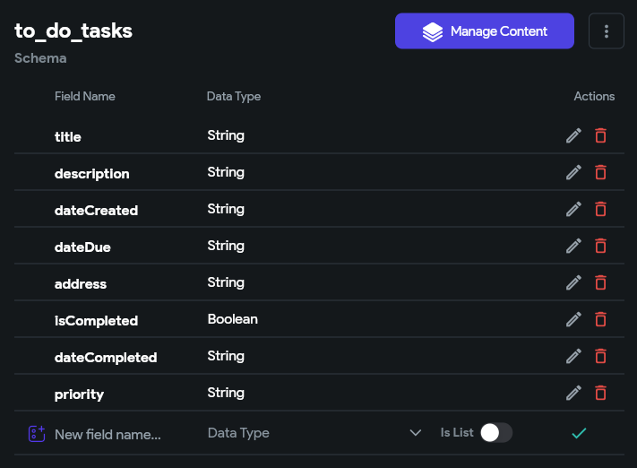Firestore To Do Schema