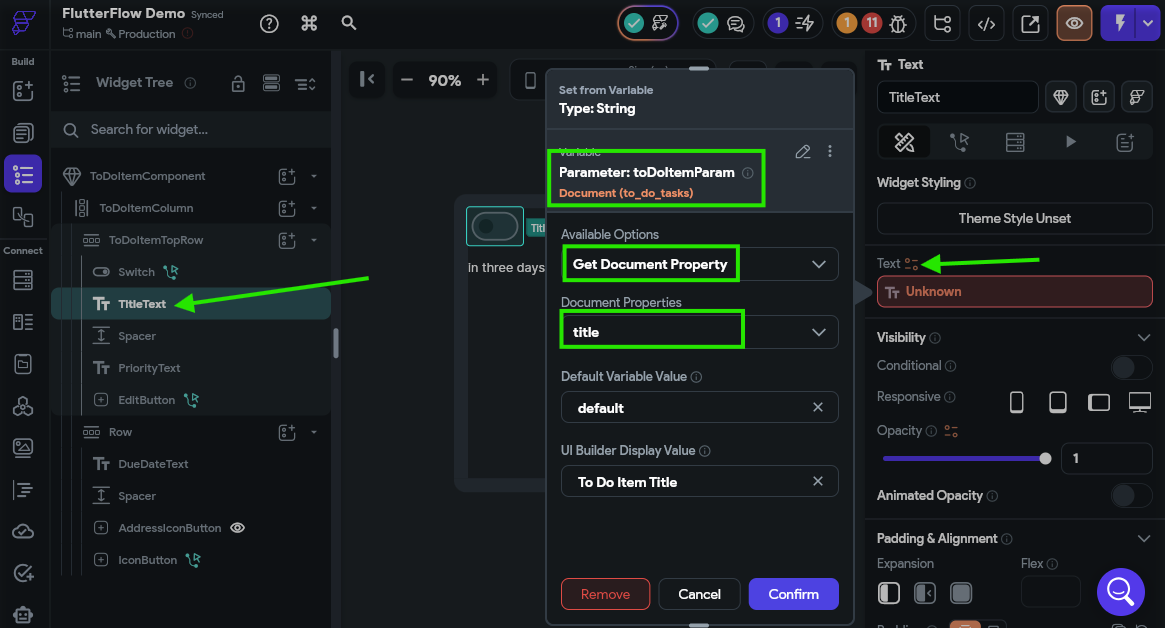 FlutterFlow Update Component UI