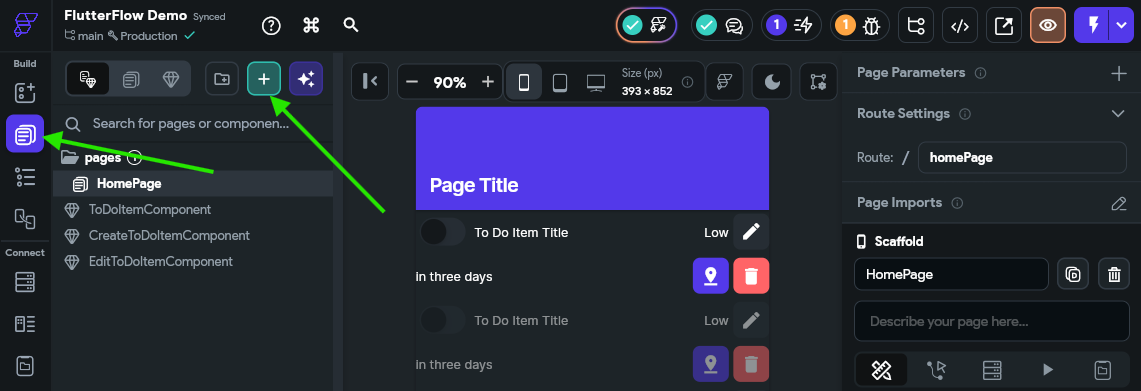 FlutterFlow Add Page