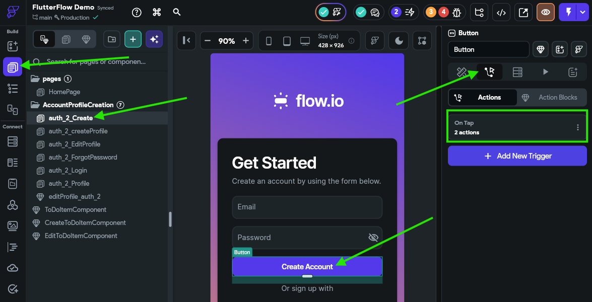 FlutterFlow Create Action