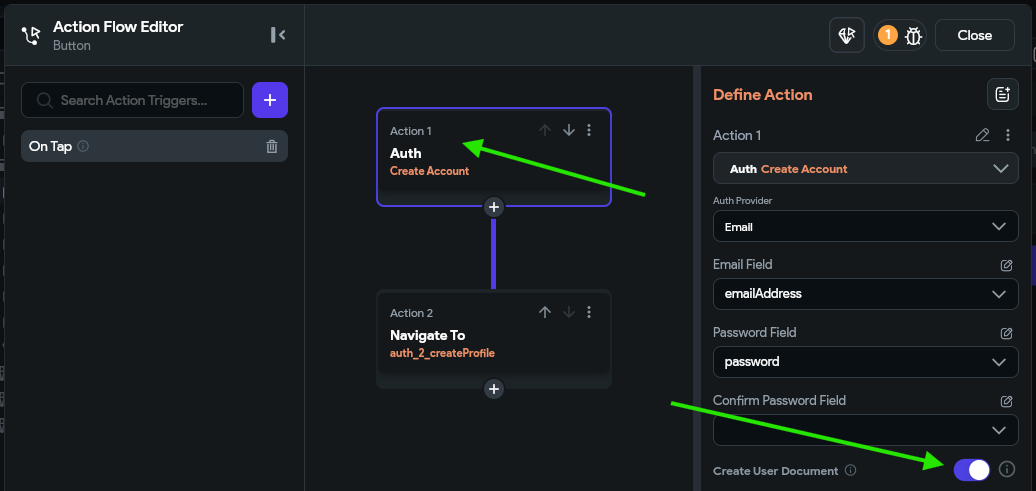 FlutterFlow Create Document