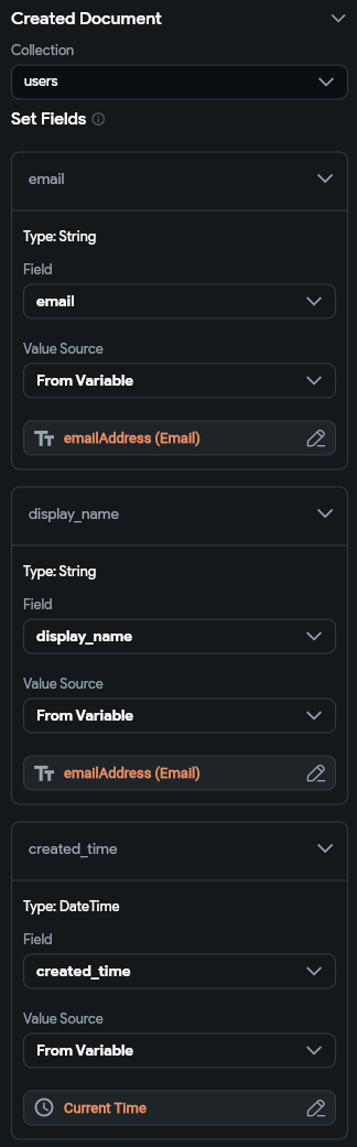 FlutterFlow Create Fields