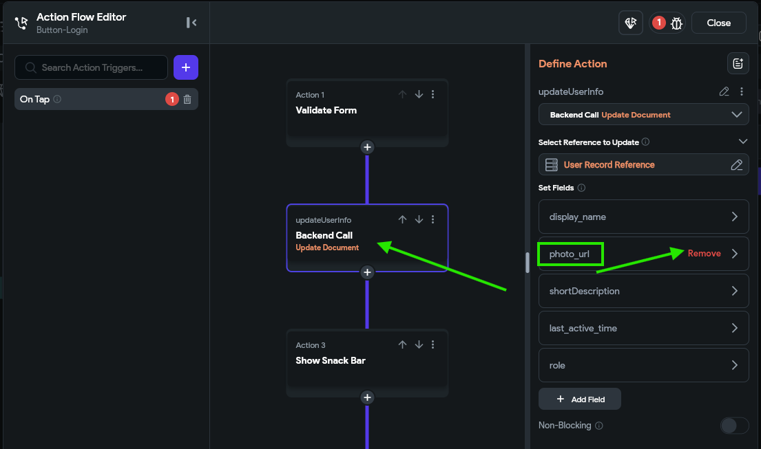 FlutterFlow Remove Photo URL Field