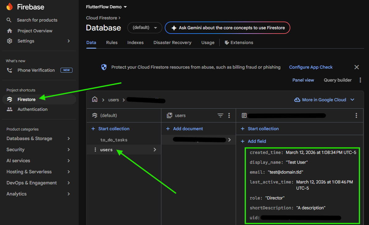 Firestore User Document