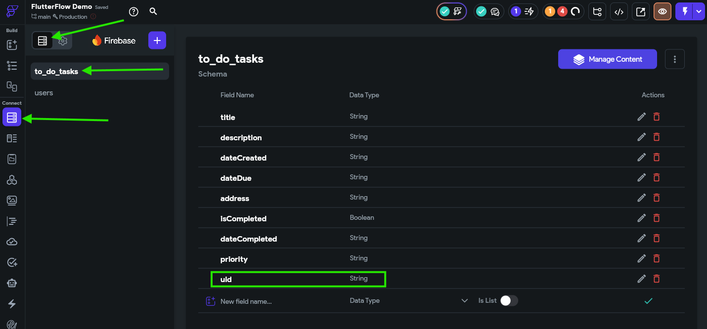 FlutterFlow Add UID to Task