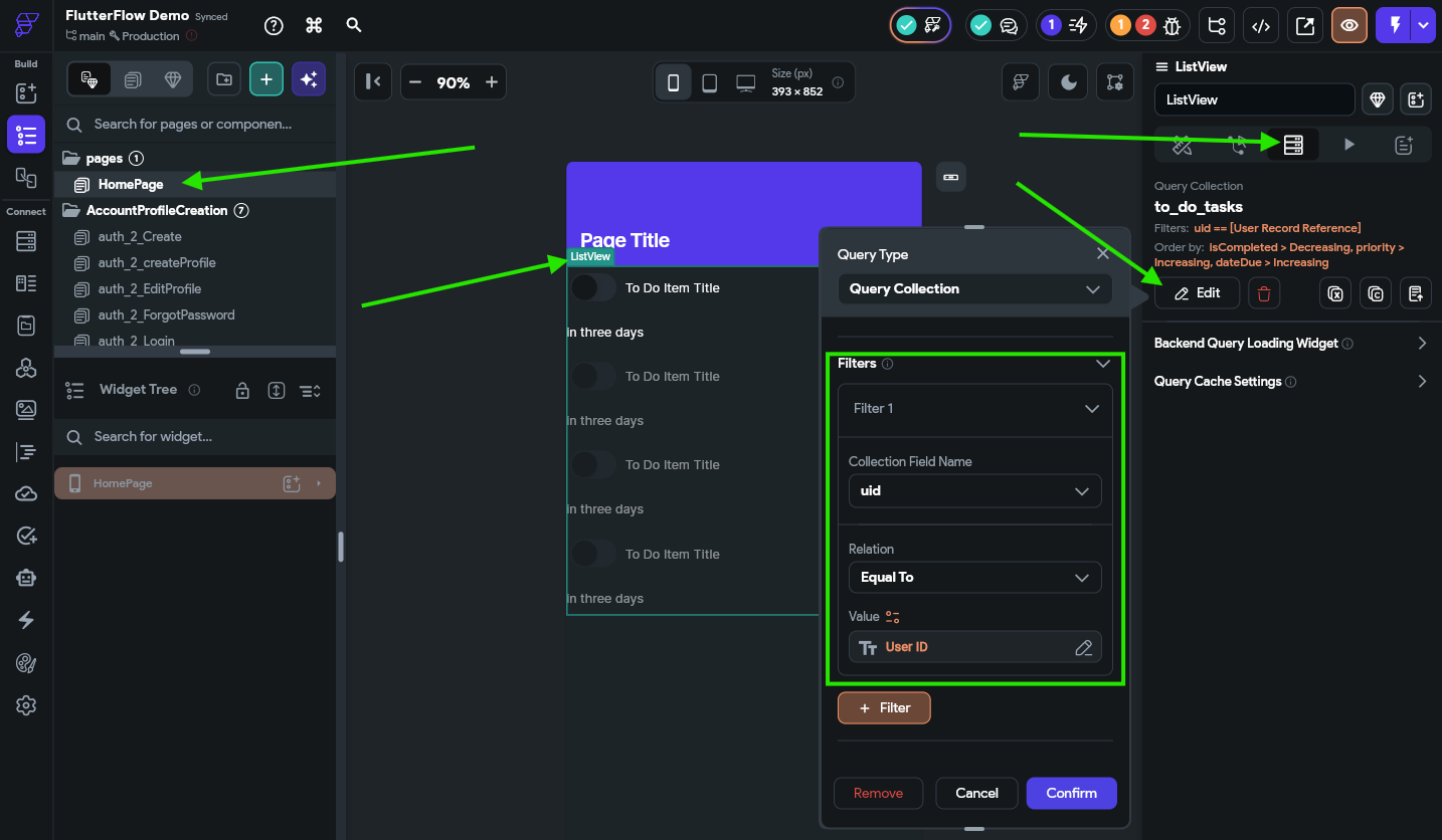 FlutterFlow User Filter