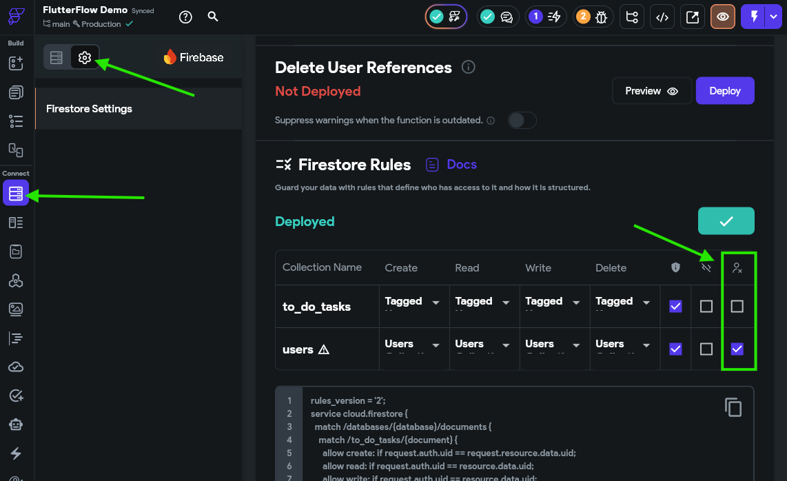 FlutterFlow Delete User Action