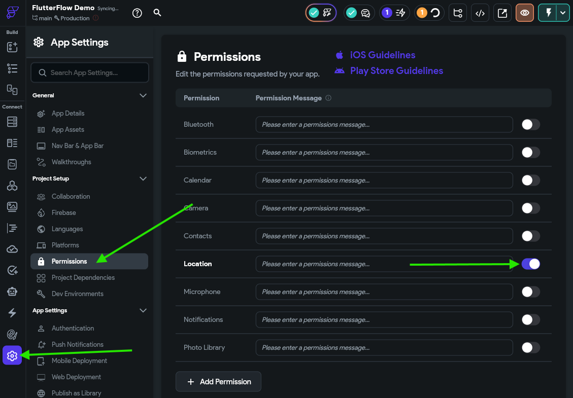 FlutterFlow Location Permission