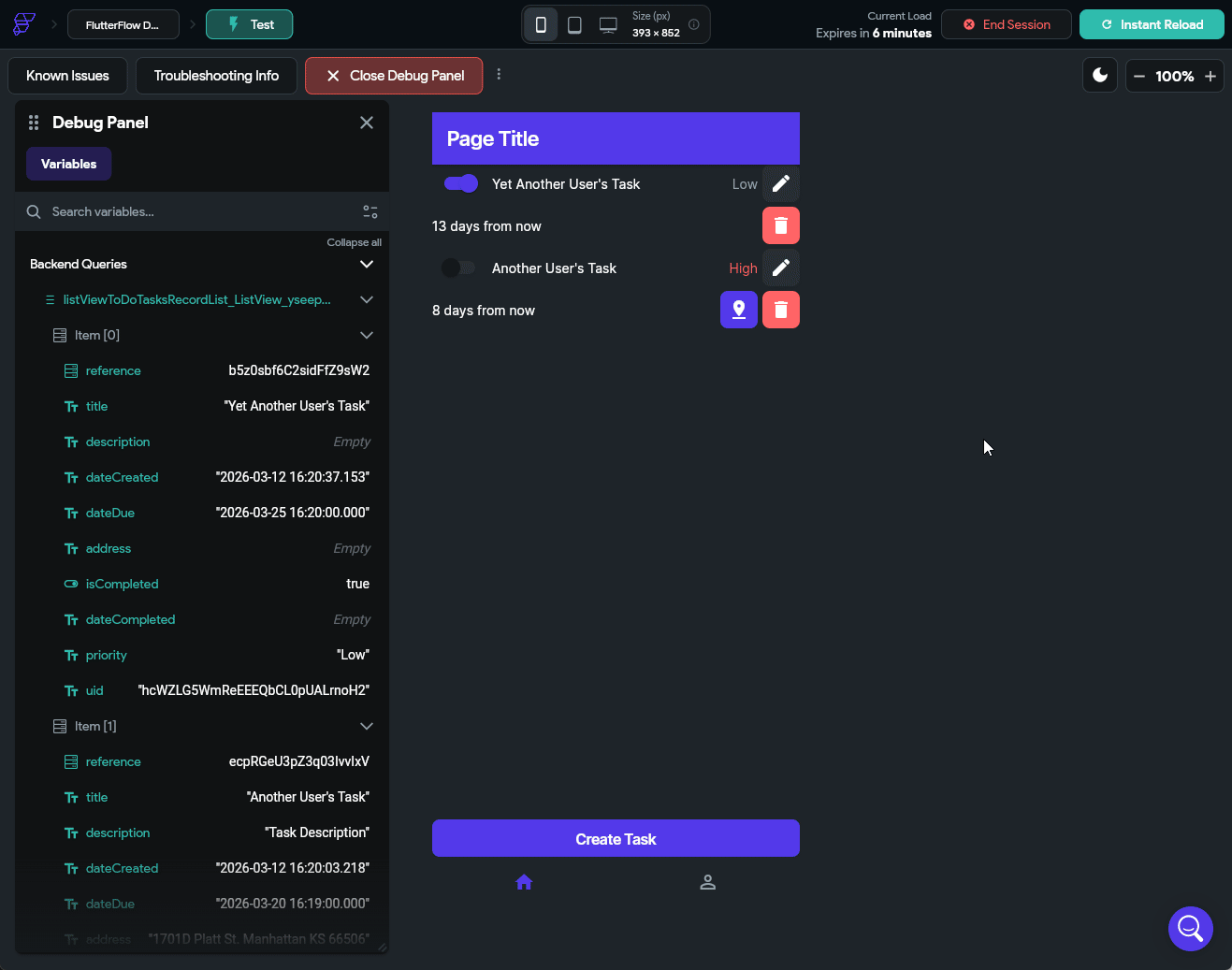 FlutterFlow Map Action Test