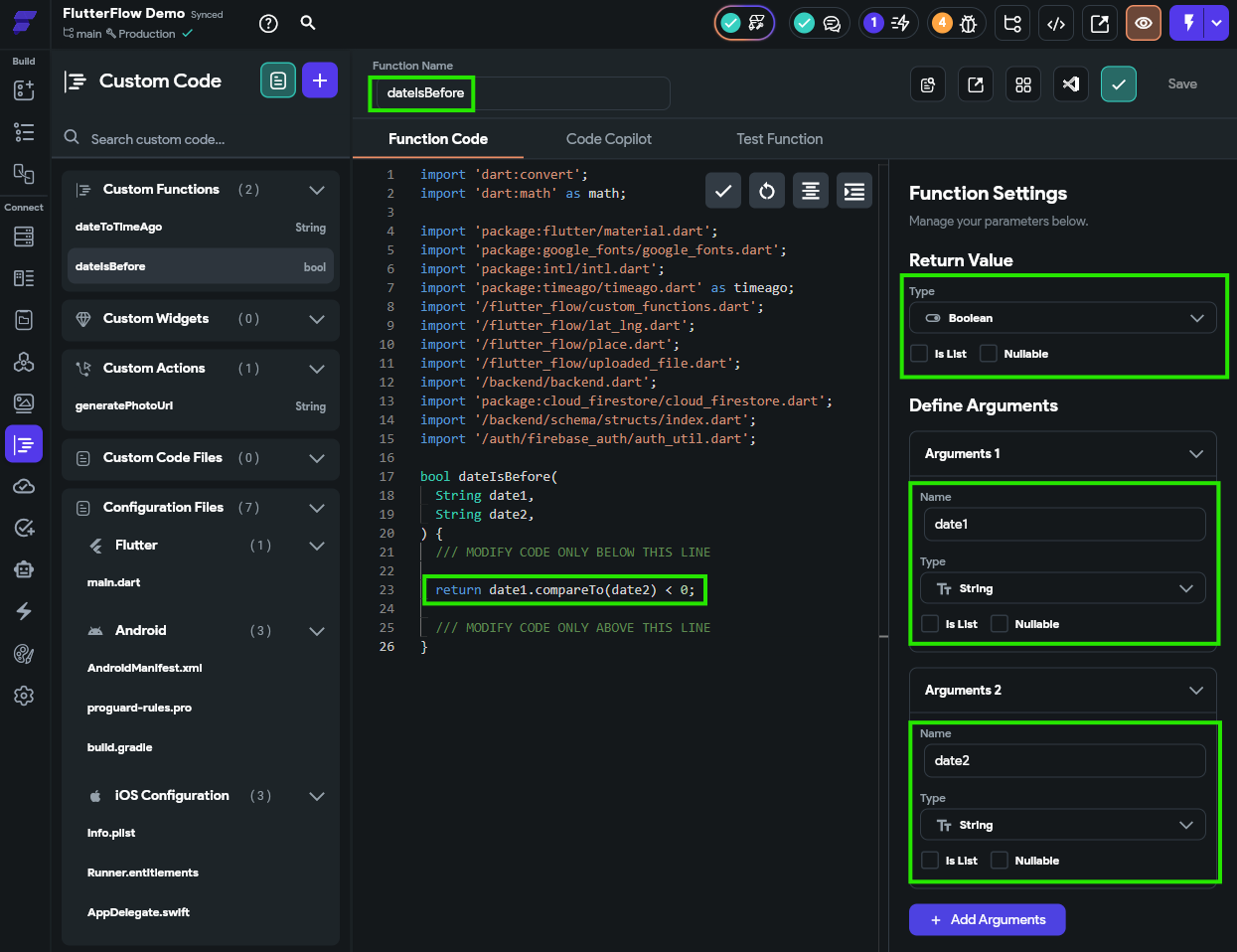 FlutterFlow Date Compare