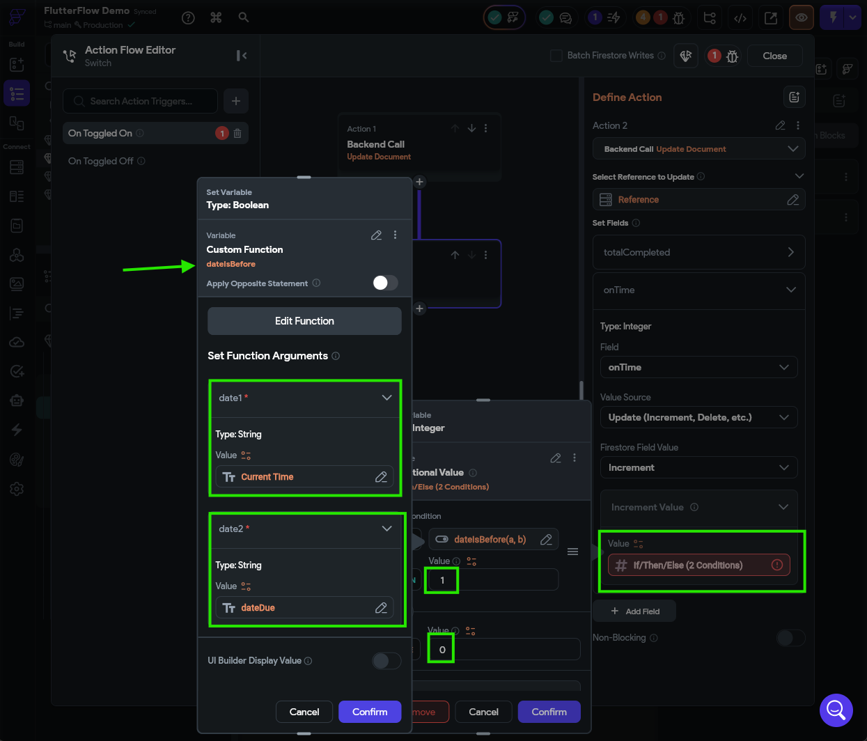 FlutterFlow Increment Tasks