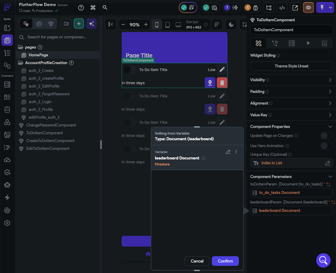 FlutterFlow Set Leaderboard Param
