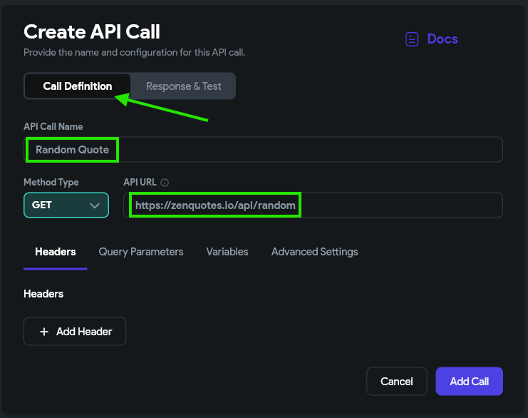 FlutterFlow Create API Call