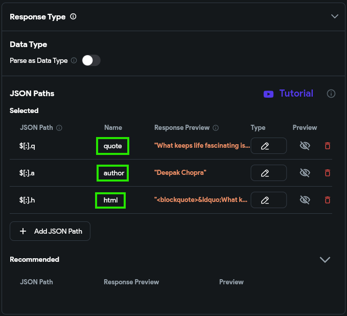 FlutterFlow Name JSON Paths